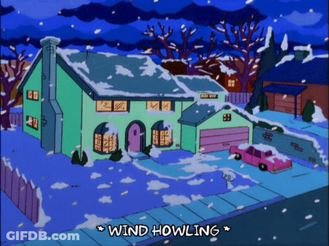 The Simpsons House Covered In Snow Bomb Cyclone GIF