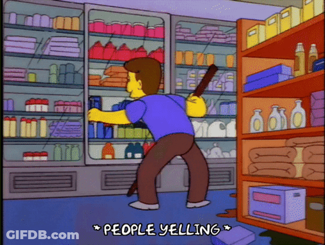 The Simpsons Man Stabbing Products At Store GIF