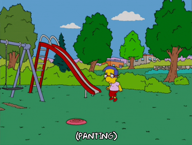 The Simpsons Milhouse Pick Up Frisbee GIF