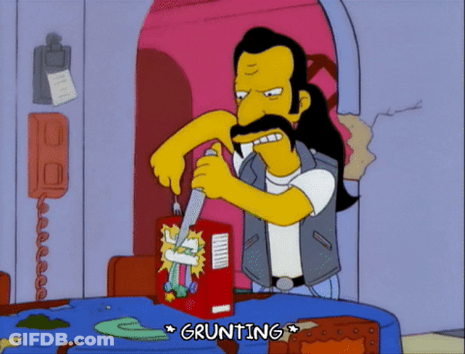 The Simpsons Ramrod Stabbing A Cereal Box GIF