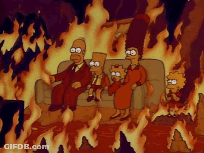 The Simpsons Relaxing In Hell Heatwave GIF