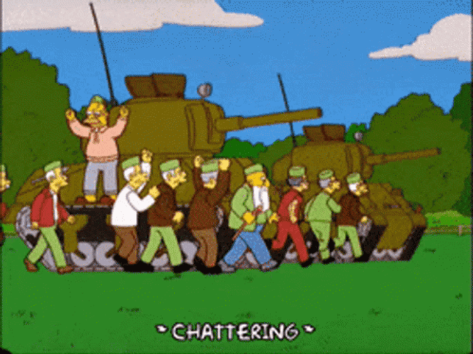 The Simpsons Riding On Tanks GIF