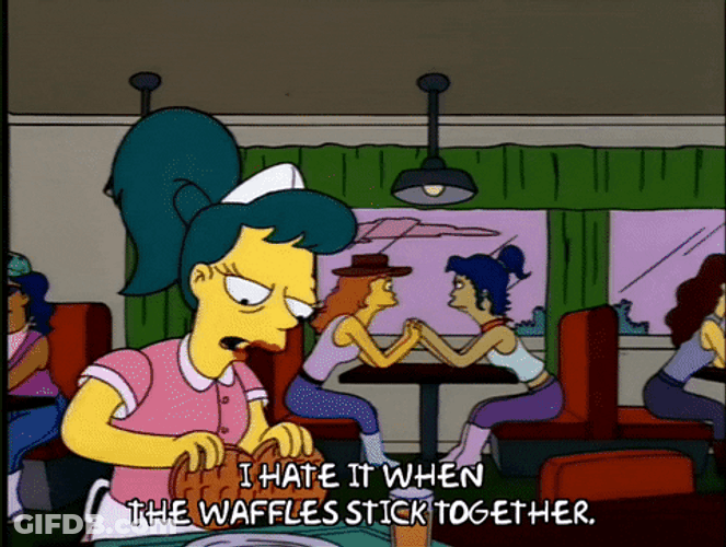 The Simpsons Waitress And Cook Waffles Stick Together GIF