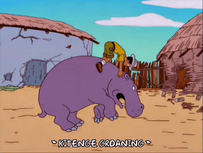 The Simpsons Zookeeper Riding Angry Hippopotamus GIF