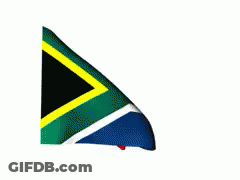 The South African Flag Is Waving In The Wind On A White Background GIF