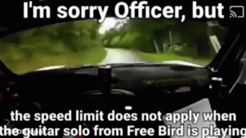 The Speed Limit Does Not Apply When The Guitar Solo From Free Bird Is Playing .. GIF