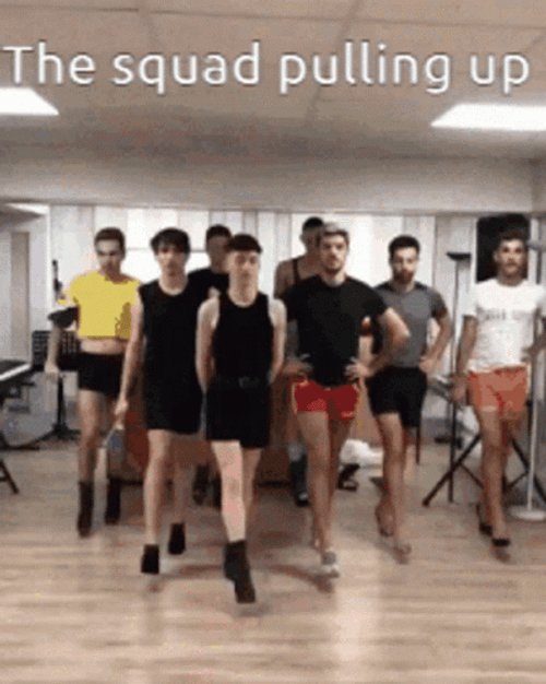 The Squad Pulling Up GIF