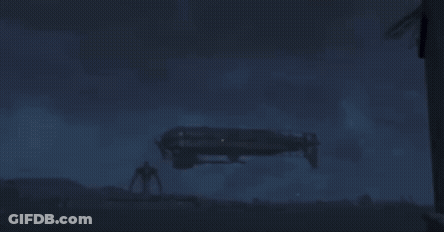 The Sun Is Shining Brightly In The Sky With A Statue In The Foreground GIF