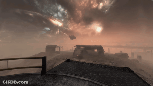 The Sun Is Shining Through The Clouds Over A Very Foggy Area GIF