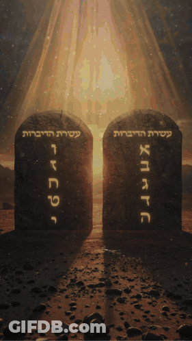 The Ten Commandments Are Written In Hebrew On A Stone GIF
