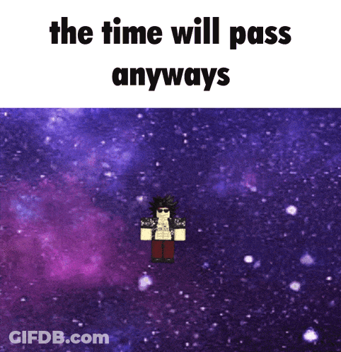 The Time Will Pass Anyways Is Written On A Purple And White Background GIF
