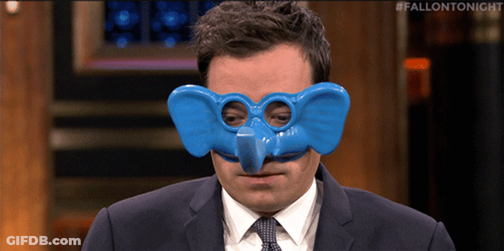 The Tonight Show Jimmy Fallon Elephant Mask GIF