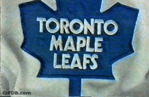 The Toronto Maple Leafs Logo Is Embroidered On A Blue Leaf GIF