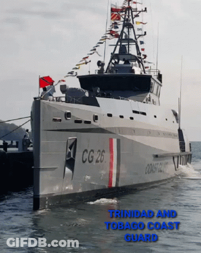 The Trinidad And Tobago Coast Guard Boat Cg 26 Is In The Water GIF
