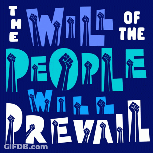 The Wall Of The People Will Prevail Poster Blue Background GIF