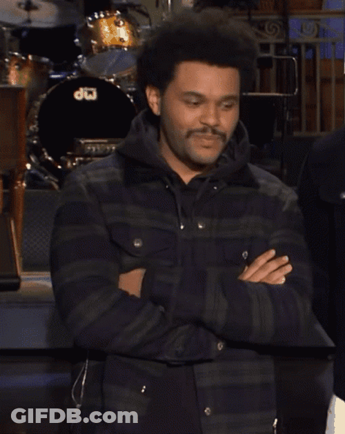 The Weeknd Holds Beard GIF