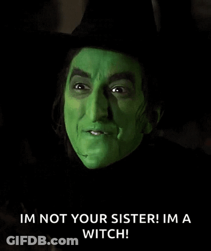 The Wicked Witch From The Wizard Of Oz Is Wearing A Black Hat And Green Makeup . GIF