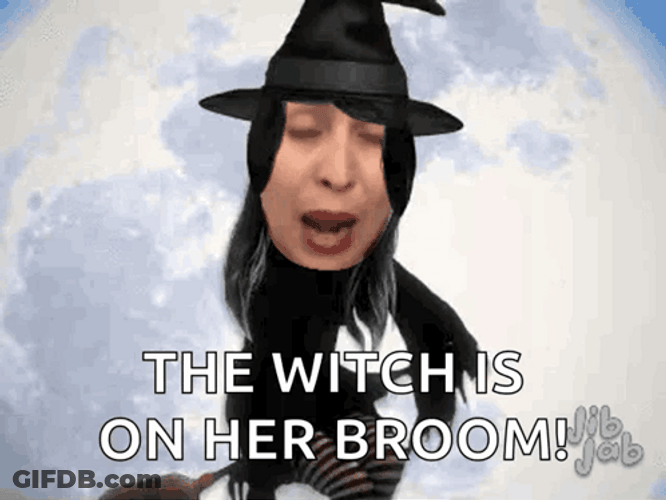 The Witch Is On Her Broom GIF