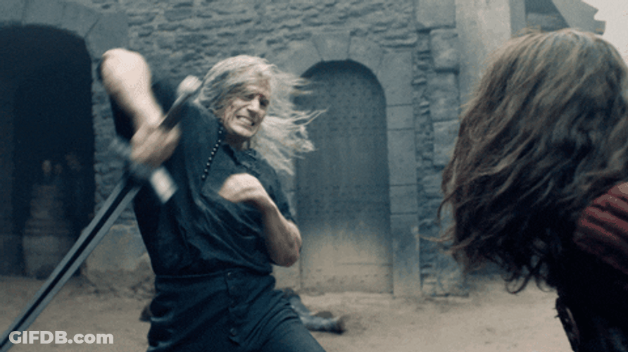 The Witcher Geralt Of Rivia Wields Silver Sword GIF