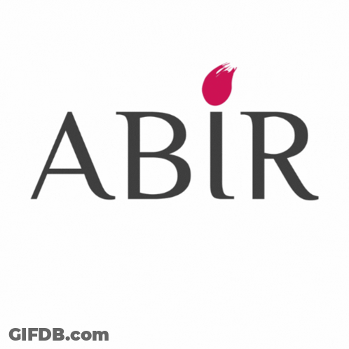 The Word Abir Is On A White Background With A Red Brush Stroke GIF