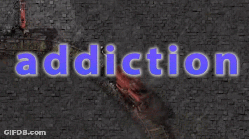 The Word Addiction Is Displayed On A Dark Background GIF