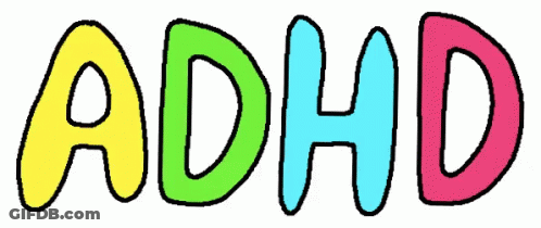 The Word Adhd Is Written In A Colorful Font GIF