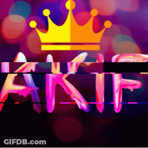 The Word Akif Is Displayed With A Yellow Crown On Top GIF