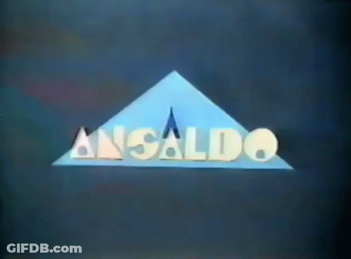 Ansaldo Text On Blue Triangle GIF