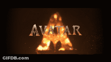 The Word Avatar Is Surrounded By Flames On A Dark Background GIF