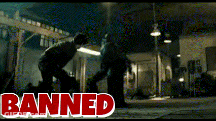 The Word Banned That Is On A Black And White Background GIF