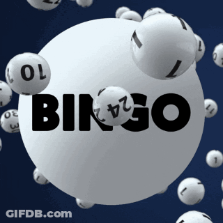 The Word Bingo Is On A White Ball Surrounded By White Balls GIF