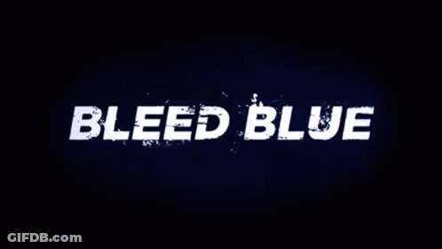 The Word Bleed Blue That Is On A Black Background GIF