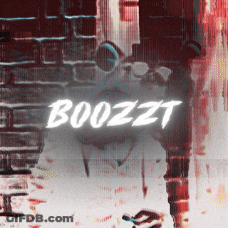 The Word Boozzt Is On A Red And White Background GIF
