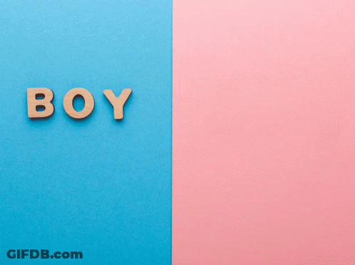 The Word Boy Is Made Of Wooden Letters On A Blue And Pink Background GIF