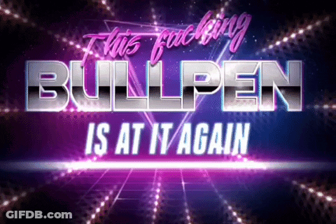 The Word Bullpen Is At It Again On A Purple Background GIF