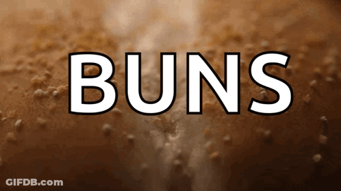 The Word Buns That Is On A Brown Surface GIF
