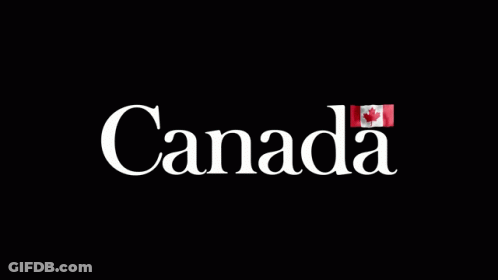 The Word Canada Is On A Black Background With A Canadian Flag GIF
