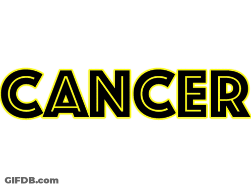 The Word Cancer Is On A White Background With A Yellow Circle GIF