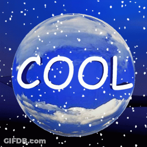 The Word Cool Is Written On A Blue Sphere GIF