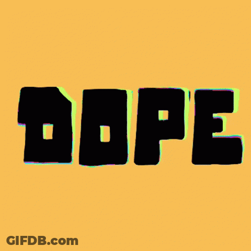 The Word Dope Is Written In Black On A Pink Background GIF