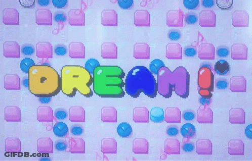 The Word Dream Is Displayed On A Screen Surrounded By Bubbles GIF
