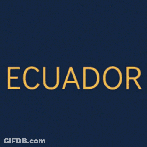 The Word Ecuador Is Displayed On A Blue Background GIF