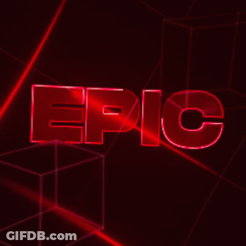 The Word Epic Is Lit Up In Red Letters On A Dark Background GIF