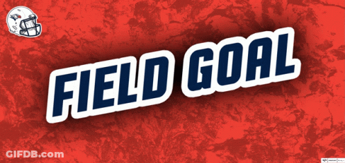 The Word Field Goal Is On A Red Background With A Football Helmet GIF