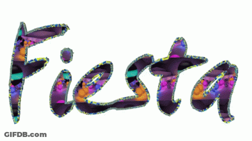 The Word Fiesta Is Written In A Multicolored Font GIF