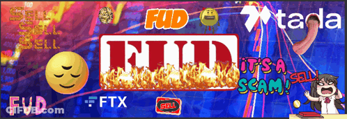 The Word Fud Is On A Blue Background Surrounded By Other Words GIF
