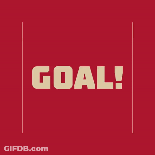 The Word Goal Is Written In Green On A Tan Background GIF