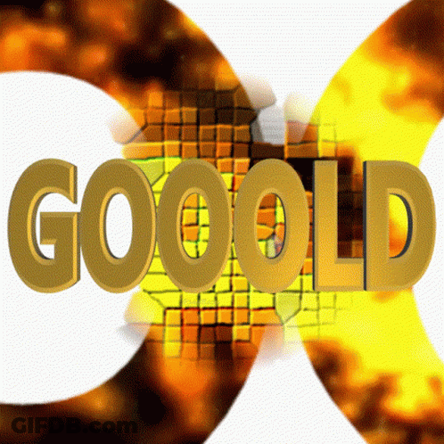 The Word Goold Is Written In Gold Letters On A Yellow Background GIF
