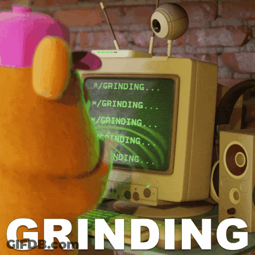 The Word Grinding Is On A Computer Screen GIF