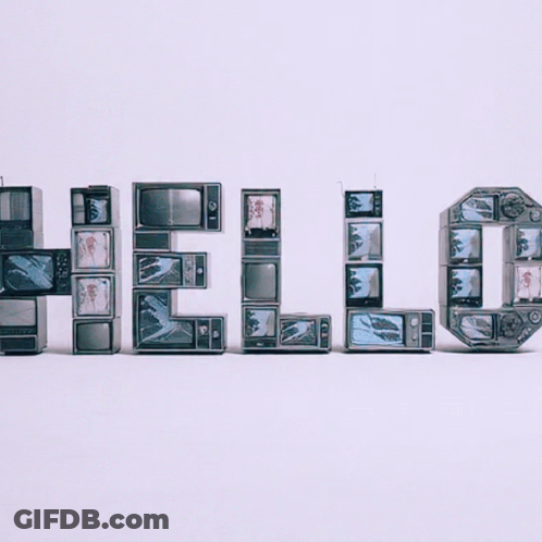 The Word Hello Made Out Of Old Televisions GIF